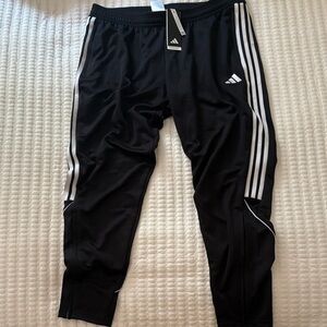 adidas Black Athletic Track Pants with White Stripes